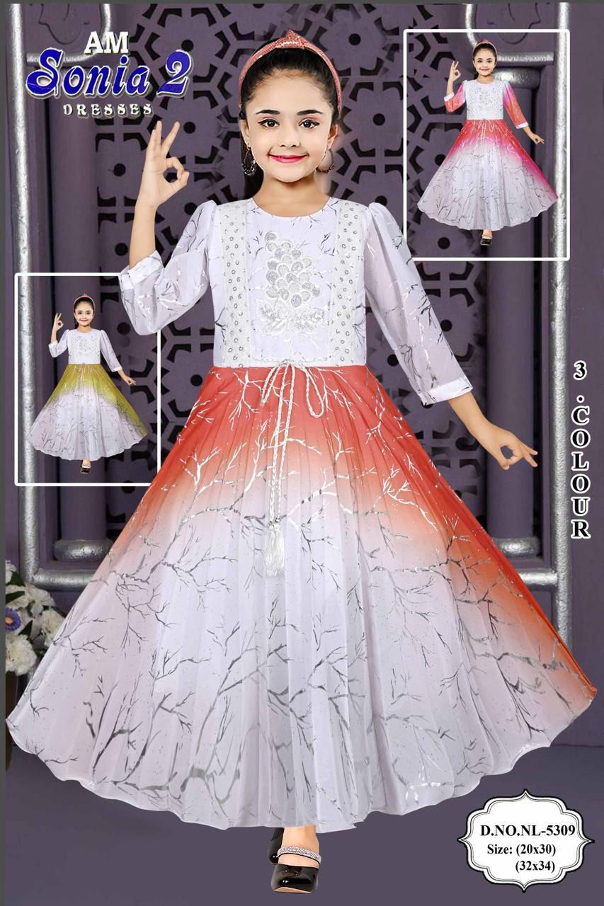 Kids Girl Fancy Ombre Party Gown Set of 6 Pieces